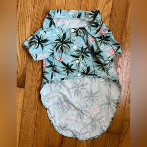 Small Dog Hawaiian Shirt – Flamingo Palm Tree Print Button-Up Pet Outfit 🐾